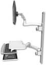 AccessMount™ Ultra 500 LCD mount on a 36" wall track with separate arms, a work surface tray and slide-out keyboard tray, and an 11" arm and 20" double-arm