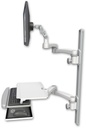 AccessMount™ Ultra 500 LCD mount on a 36" wall track with separate arms, a work surface tray and slide-out keyboard tray, and two 20" double-arms