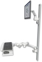 AccessMount™ Ultra 500 LCD mount on a 50" wall track with separate arms, a paralink keyboard tray w/ wrist rest bend, and a 20" double-arm