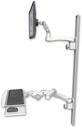 AccessMount™ Ultra 500 LCD mount on a 50" wall track with separate arms, a paralink keyboard tray w/ wrist rest bend, and an 11" arm and 20" double-arm
