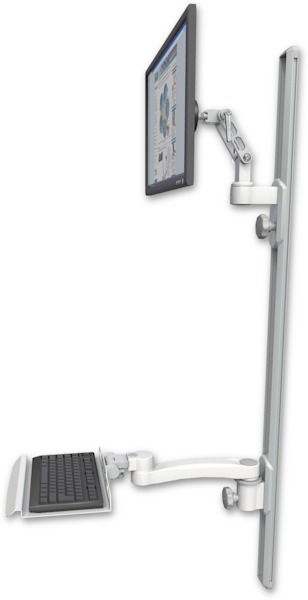 AccessMount™ Ultra 500 LCD mount on a 50" wall track with separate arms, a 12" keyboard tray, and an 11" arm