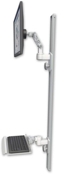 AccessMount™ Ultra 500 LCD mount on a 50" wall track with separate arms and a 12" keyboard tray