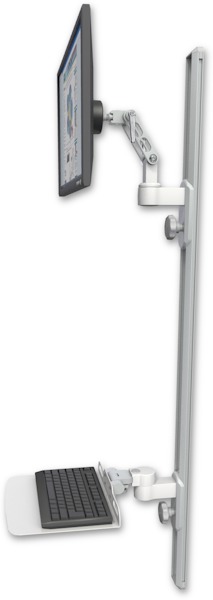 AccessMount™ Ultra 500 LCD mount on a 50" wall track with separate arms and a 12" flat keyboard tray