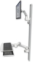 AccessMount™ Ultra 500 LCD mount on a 50" wall track with separate arms, a wrist-rest keyboard tray, and a 20" double-arm