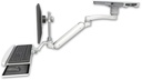AccessMount™ Inverted Ultra 182 Arm with short EV710 monitor mount mount on a ProSlide 28" track slider, a 1" riser, a wrist-rest keyboard tray, and an 11" arm