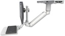 AccessMount™ Inverted Ultra 182 Arm with short EV710 monitor mount mount on a ProSlide 28" track slider, a 3" riser, and a 12" flat keyboard tray