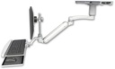 AccessMount™ Inverted Ultra 182 Arm with short EV710 monitor mount mount on a ProSlide 28" track slider, a 3" riser, a wrist-rest keyboard tray, and an 11" arm