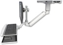 AccessMount™ Inverted Ultra 182 Arm with short EV710 monitor mount mount on a ProSlide 28" track slider, a 3" riser, and a wrist-rest keyboard tray
