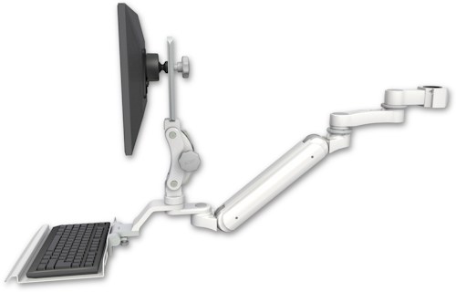 AccessMount™ Inverted Ultra 182 Arm with Paralink monitor mount mount for a 1.5" pole, a 12" keyboard tray, and an 6" arm