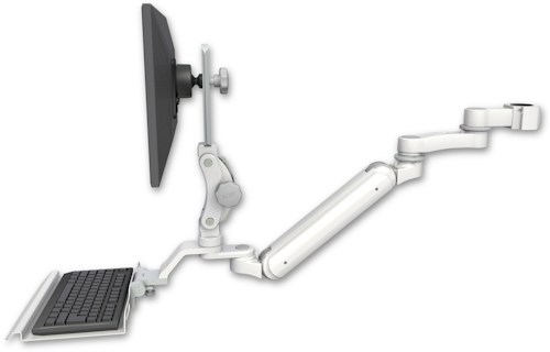 AccessMount™ Inverted Ultra 182 Arm with Paralink monitor mount mount for a 1.75" pole, a 12" keyboard tray, and an 6" arm