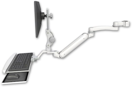 AccessMount™ Inverted Ultra 182 Arm with Paralink monitor mount mount for a 1.75" pole, a wrist-rest keyboard tray, and an 11" arm