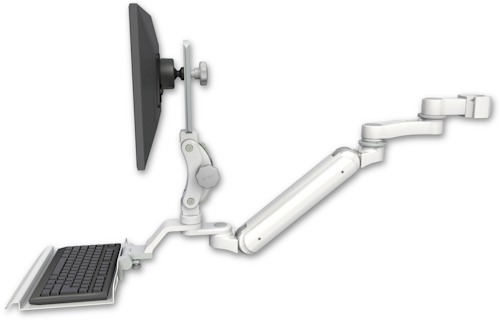 AccessMount™ Inverted Ultra 182 Arm with Paralink monitor mount mount for a 2" pole, a 12" keyboard tray, and an 6" arm