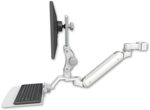 AccessMount™ Inverted Ultra 182 Arm with Paralink monitor mount mount for a 2" pole and a 12" flat keyboard tray