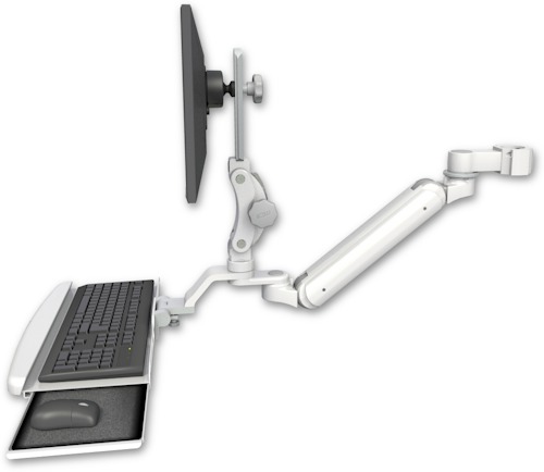 AccessMount™ Inverted Ultra 182 Arm with Paralink monitor mount mount for a 2" pole and a wrist-rest keyboard tray