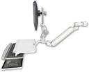 AccessMount™ Inverted Ultra 182 Arm with Paralink monitor mount mount for a 2" pole and a work surface tray and slide-out keyboard tray