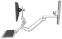 AccessMount™ Inverted Ultra 182 Arm with Paralink monitor mount mount on a 19" wall track slider, a 12" keyboard tray, and an 11" arm