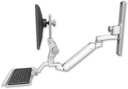 AccessMount™ Inverted Ultra 182 Arm with Paralink monitor mount mount on a 19" wall track slider, a 12" keyboard tray, and an 6" arm