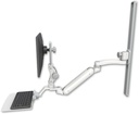 AccessMount™ Inverted Ultra 182 Arm with Paralink monitor mount mount on a 36" wall track slider, a 12" flat keyboard tray, and an 11" arm