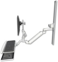 AccessMount™ Inverted Ultra 182 Arm with Paralink monitor mount mount on a 36" wall track slider, a wrist-rest keyboard tray, and an 6" arm