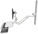 AccessMount™ Inverted Ultra 182 Arm with Paralink monitor mount mount on a 36" wall track slider, a work surface tray and slide-out keyboard tray, and an 11" arm