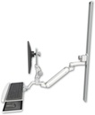 AccessMount™ Inverted Ultra 182 Arm with Paralink monitor mount mount on a 50" wall track slider, a wrist-rest keyboard tray, and an 6" arm