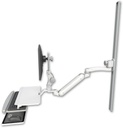 AccessMount™ Inverted Ultra 182 Arm with Paralink monitor mount mount on a 50" wall track slider, a work surface tray and slide-out keyboard tray, and an 11" arm