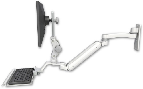AccessMount™ Inverted Ultra 182 Arm with Paralink monitor mount wall mount, a 12" keyboard tray, and an 11" arm