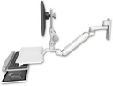 AccessMount™ Inverted Ultra 182 Arm with Paralink monitor mount wall mount, a work surface tray and slide-out keyboard tray, and an 6" arm