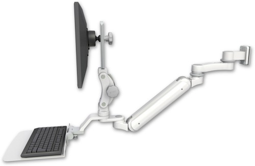 AccessMount™ Inverted Ultra 182 Arm with Paralink monitor mount 3.5" wall mount, a 12" flat keyboard tray, and an 6" arm