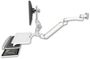 AccessMount™ Inverted Ultra 182 Arm with Paralink monitor mount 3.5" wall mount, a work surface tray and slide-out keyboard tray, and an 11" arm