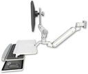 AccessMount™ Inverted Ultra 182 Arm with Paralink monitor mount 3.5" wall mount and a work surface tray and slide-out keyboard tray