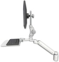 AccessMount™ Ultra 182 Arm with Paralink monitor mount desk mount, a 3" riser, and a 12" flat keyboard tray