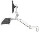 AccessMount™ Ultra 182 Arm with Paralink monitor mount desk mount, a 3" riser, a wrist-rest keyboard tray, and an 11" arm