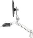 AccessMount™ Ultra 182 Arm with Paralink monitor mount desk mount, a 5" riser, and a 12" keyboard tray