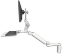AccessMount™ Ultra 182 Arm with Paralink monitor mount desk mount, a 5" riser, a 12" flat keyboard tray, and an 11" arm