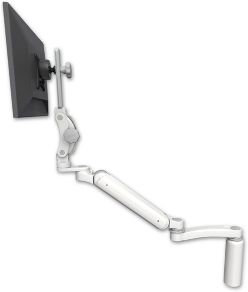 AccessMount™ Ultra 182 Arm with Paralink monitor mount desk mount, a 7.5" riser, and an 11" arm