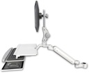 AccessMount™ Ultra 182 Arm with Paralink monitor mount mount for a 1.5" pole and a work surface tray and slide-out keyboard tray