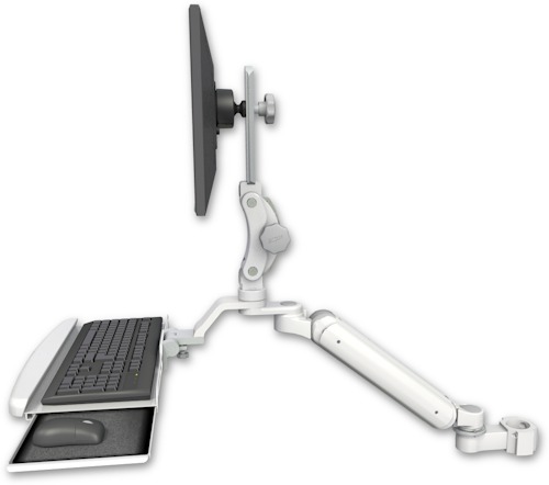 AccessMount™ Ultra 182 Arm with Paralink monitor mount mount for a 2" pole and a wrist-rest keyboard tray