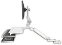 AccessMount™ Ultra 182 Arm with Paralink monitor mount mount for a 2" pole, a work surface tray and slide-out keyboard tray, and an 6" arm