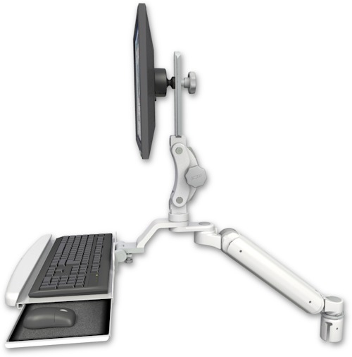 AccessMount™ Ultra 182 Arm with Paralink monitor mount mount for a 2" radius and a wrist-rest keyboard tray