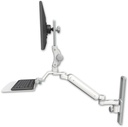 AccessMount™ Ultra 182 Heavy Duty Arm with Paralink monitor mount mount on a 19" wall track slider, a 12" flat keyboard tray, and an 6" arm