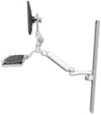 AccessMount™ Ultra 182 Heavy Duty Arm with Paralink monitor mount mount on a 50" wall track slider, a wrist-rest keyboard tray, and an 11" arm