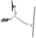AccessMount™ Ultra 182 Heavy Duty Arm with Paralink monitor mount mount on a 50" wall track slider, a work surface tray and slide-out keyboard tray, and an 11" arm