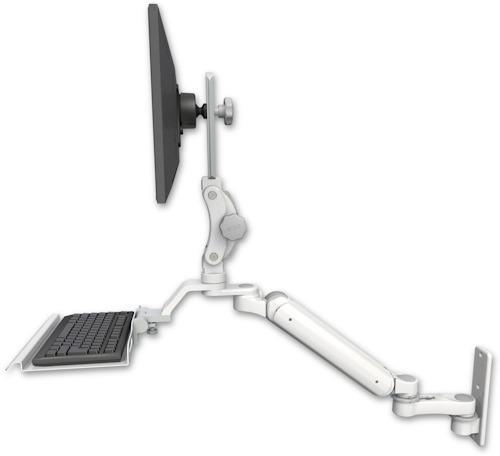 AccessMount™ Ultra 182 Heavy Duty Arm with Paralink monitor mount wall mount, a 12" keyboard tray, and an 6" arm