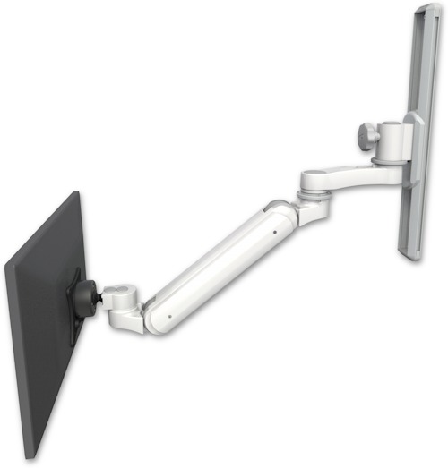 AccessMount™ Inverted Ultra 182 ball pivot LCD Arm mount on a 19" wall track slider with an 6" arm