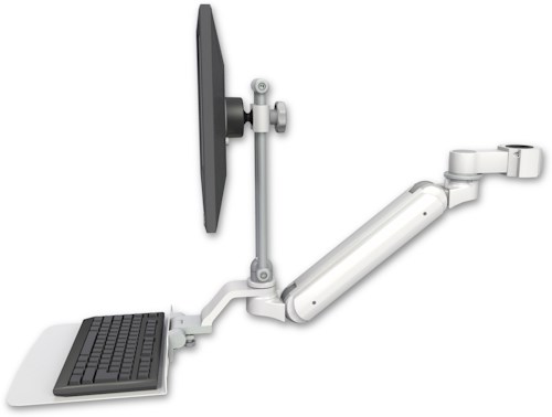 AccessMount™ Inverted Ultra 182 Arm with EV710 monitor mount mount for a 1.5" pole and a 12" flat keyboard tray
