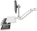 AccessMount™ Inverted Ultra 182 Arm with EV710 monitor mount mount for a 1.5" pole and a work surface tray and slide-out keyboard tray