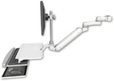 AccessMount™ Inverted Ultra 182 Arm with EV710 monitor mount mount for a 1.75" pole, a work surface tray and slide-out keyboard tray, and an 6" arm