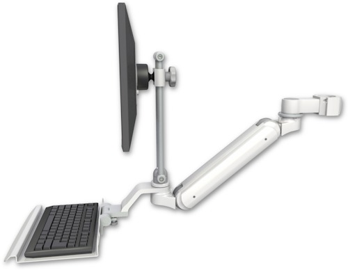 AccessMount™ Inverted Ultra 182 Arm with EV710 monitor mount mount for a 2" pole and a 12" keyboard tray