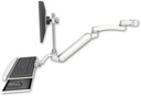 AccessMount™ Inverted Ultra 182 Arm with EV710 monitor mount mount for a 2" pole, a wrist-rest keyboard tray, and an 11" arm